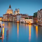 Grand Canal and Basilica at dusk, Venice, Italy.